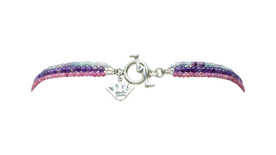 Collar Bombón Rosita, joya de plata .925, con fluorita y amatista – Gabriela Sánchez (vista 10)