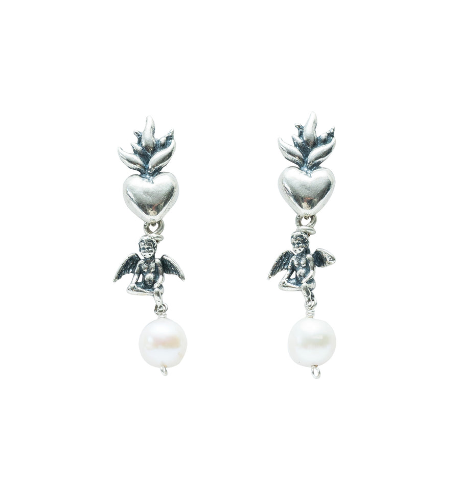 Aretes Amor Mío, joya de plata .925, con perla – Gabriela Sánchez