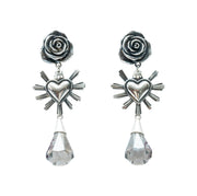 Aretes Amor entre Rosas, joya de plata .925, con cuarzo – Gabriela Sánchez