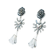 Aretes Amor entre Rosas, joya de plata .925, con cuarzo – Gabriela Sánchez (vista 3)