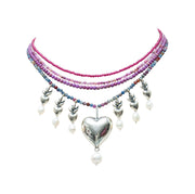 Collar Fuego Rosa, joya de plata .925, con rubí y turmalina – Gabriela Sánchez