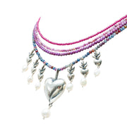Collar Fuego Rosa, joya de plata .925, con rubí y turmalina – Gabriela Sánchez (vista 5)
