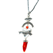 Collar Bésame Mucho Amorcito Corazón, joya de plata .925, con coral y hematita – Gabriela Sánchez (vista 5)