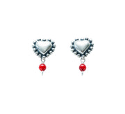 Aretes Corazón con Puntos Coral, joya de plata .925 – Gabriela Sánchez