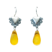 Aretes Cardenal, joya de plata .925, con ámbar – Gabriela Sánchez