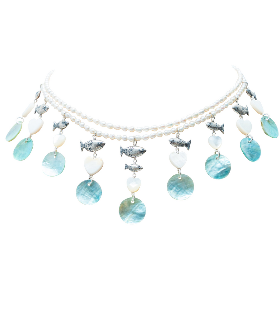 Collar Playa El cielo, joya de plata .925, con concha – Gabriela Sánchez (vista 11)