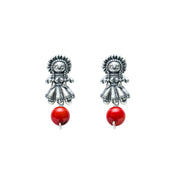 Aretes Muñeca Mini Varias, joya de plata .925, con amatista y coral – Gabriela Sánchez