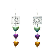 Aretes Papel Picado Tornasol, joya de plata .925, con hematita – Gabriela Sánchez (vista 2)