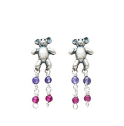 Aretes Osito De Peluche, joya de plata .925, con hematita y amatista – Gabriela Sánchez (vista 2)