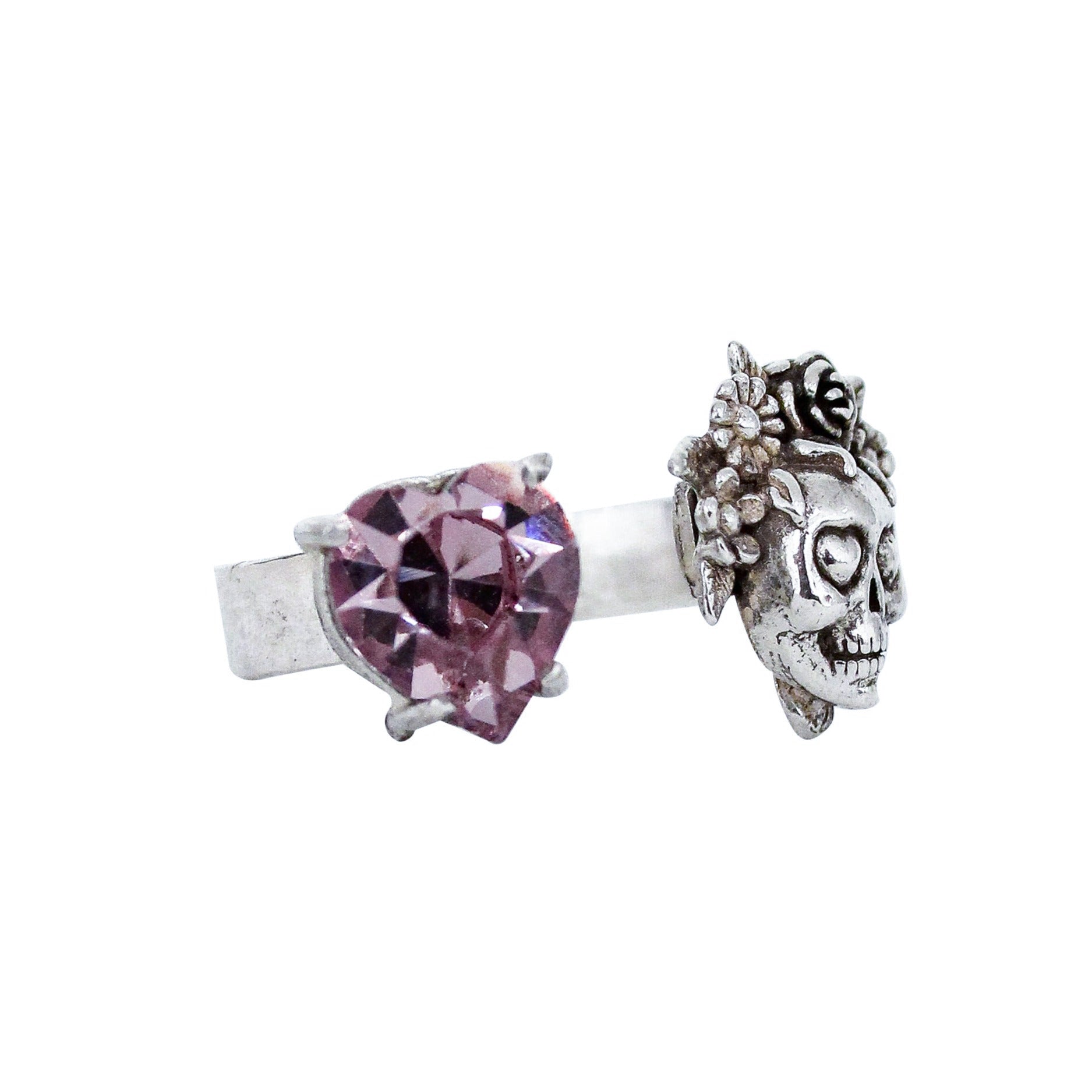 Anillo Calaca de Rosa, joya de plata .925, con cristal Swarovski – Gabriela Sánchez