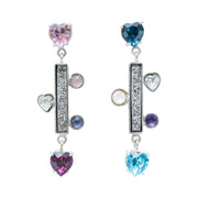 Aretes Corazones Dulces, joya de plata .925, con cristal Swarovski y drusa – Gabriela Sánchez