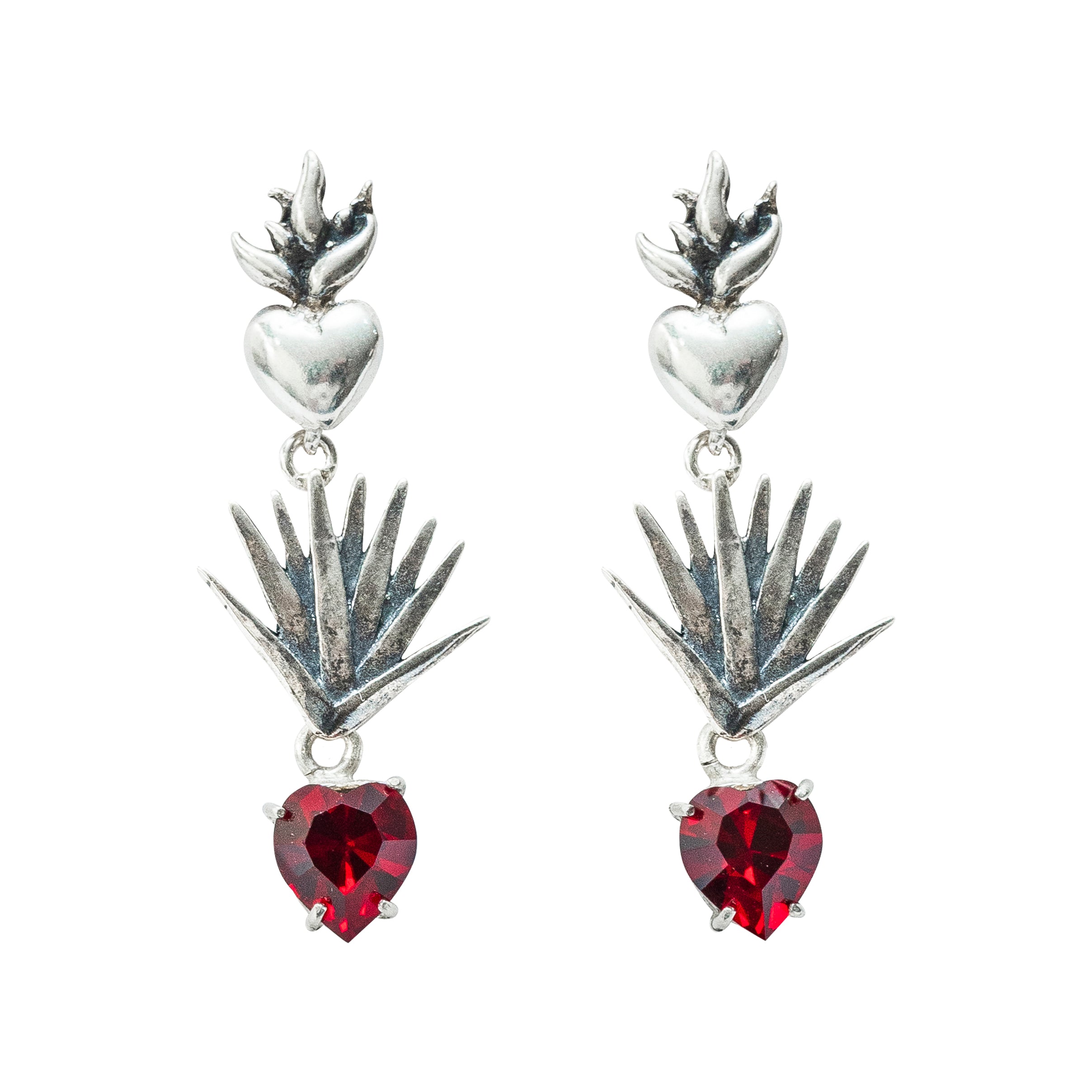 Aretes Tierra Roja, joya de plata .925, con cristal Swarovski – Gabriela Sánchez