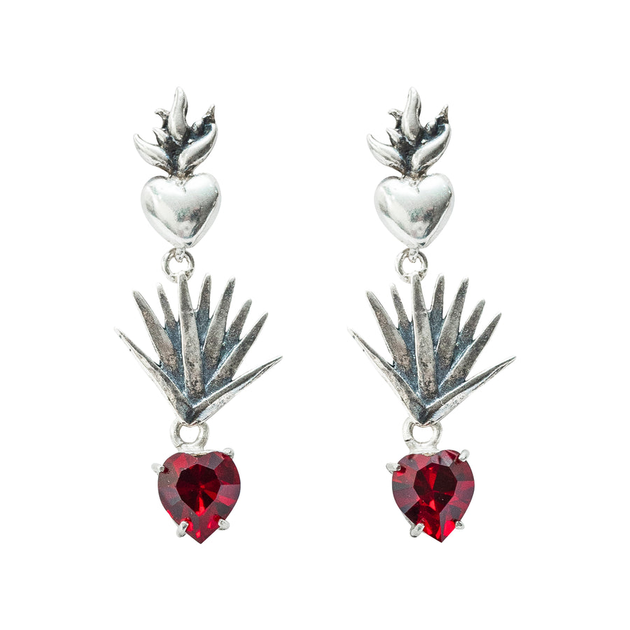 Aretes Tierra Roja, joya de plata .925, con cristal Swarovski – Gabriela Sánchez