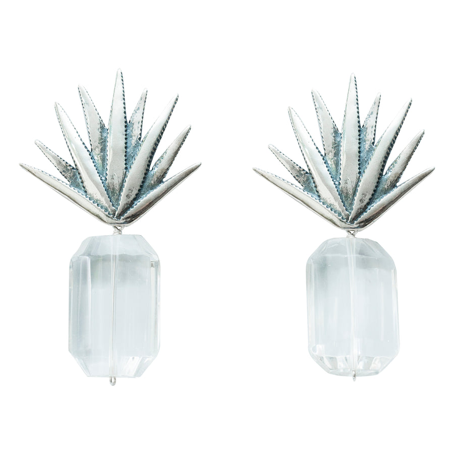 Aretes Cuarzo en Agave, joya de plata .925 – Gabriela Sánchez