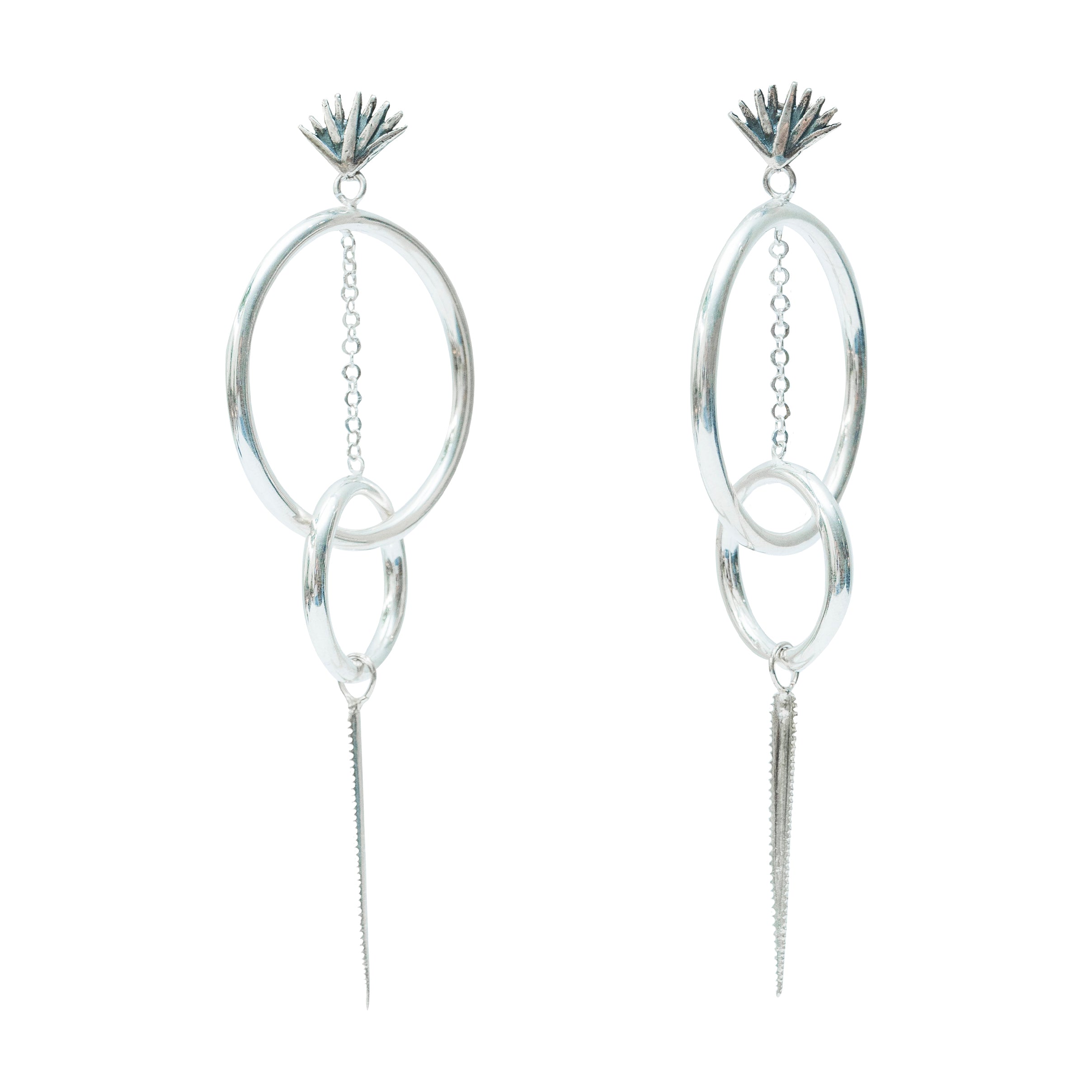 Aretes Péndulo de Agave, joya de plata .925 – Gabriela Sánchez