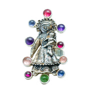Anillo Abrazo de Mamá, joya de plata .925, con granate y gemas de colores – Gabriela Sánchez