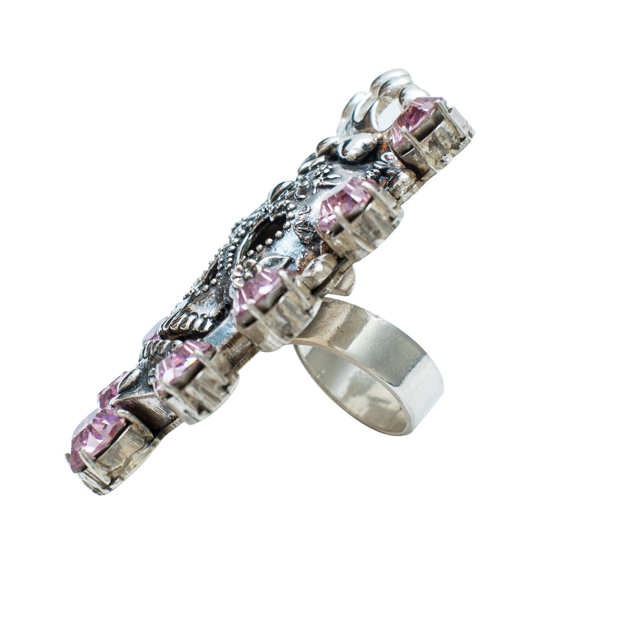 Anillo Calavera Reina Rosa Swarovski, joya de plata .925 – Gabriela Sánchez (vista 5)