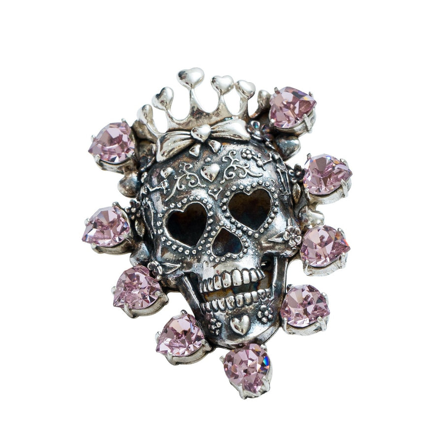 Anillo Calavera Reina Rosa Swarovski, joya de plata .925 – Gabriela Sánchez (vista 3)