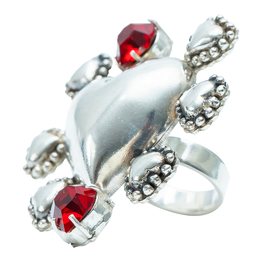 Anillo Escarlata Corazón, joya de plata .925, con cristal Swarovski – Gabriela Sánchez (vista 6)
