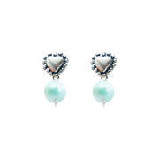Aretes Marea Dulce, joya de plata .925, con angelita verde – Gabriela Sánchez