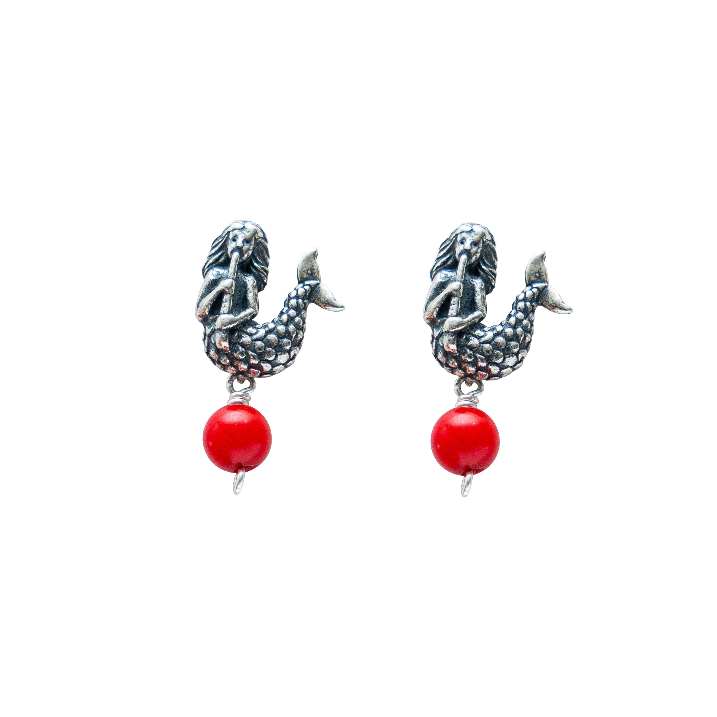 Aretes Isla Mujeres, joya de plata .925, con coral – Gabriela Sánchez
