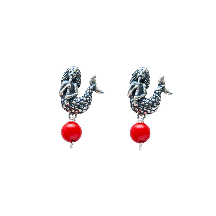 Aretes Isla Mujeres, joya de plata .925, con coral – Gabriela Sánchez