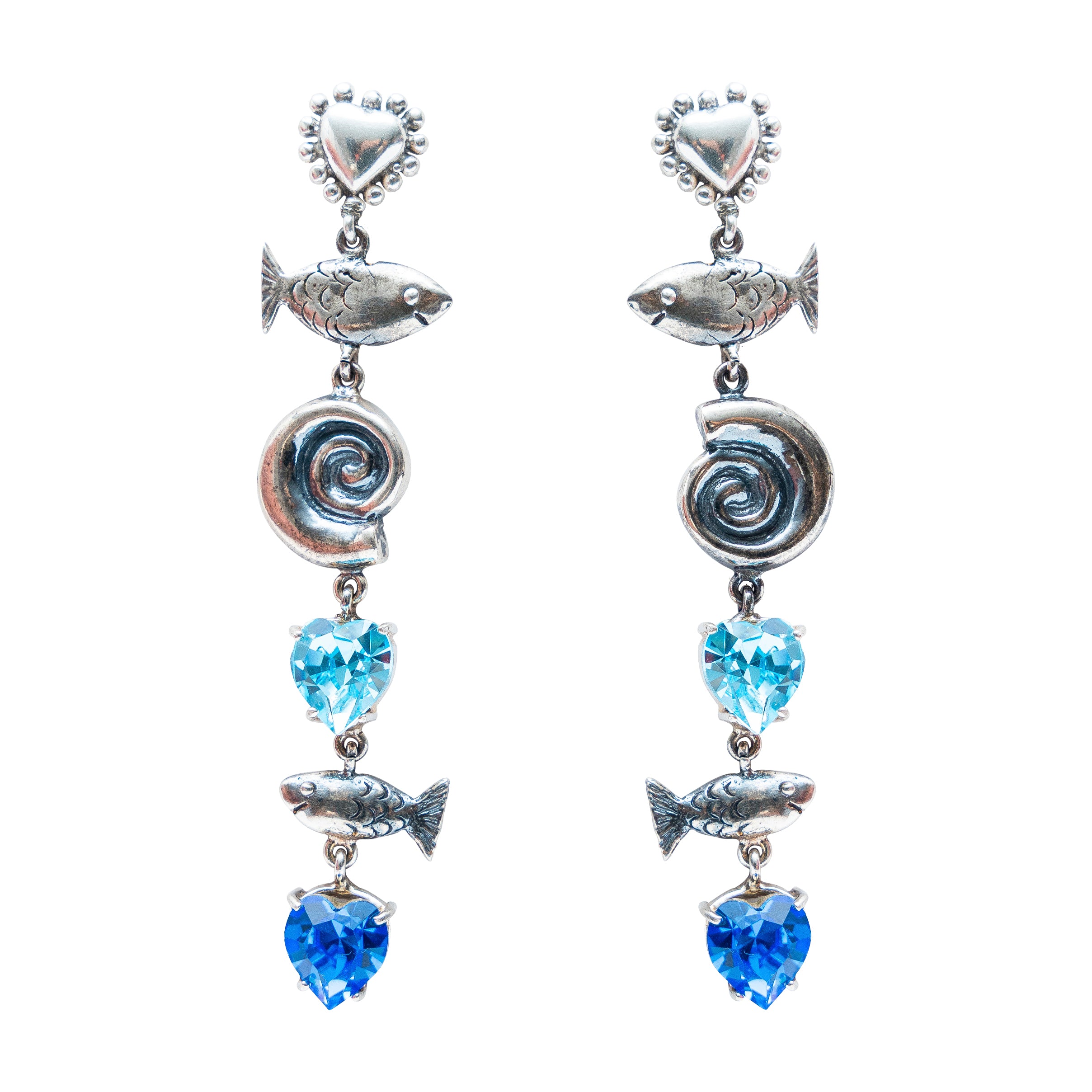 Aretes País Tropical, joya de plata .925, con cristal Swarovski – Gabriela Sánchez