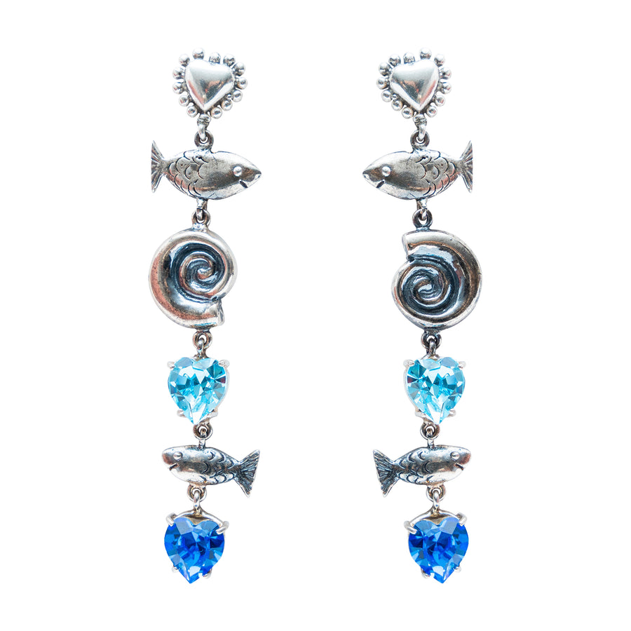Aretes País Tropical, joya de plata .925, con cristal Swarovski – Gabriela Sánchez