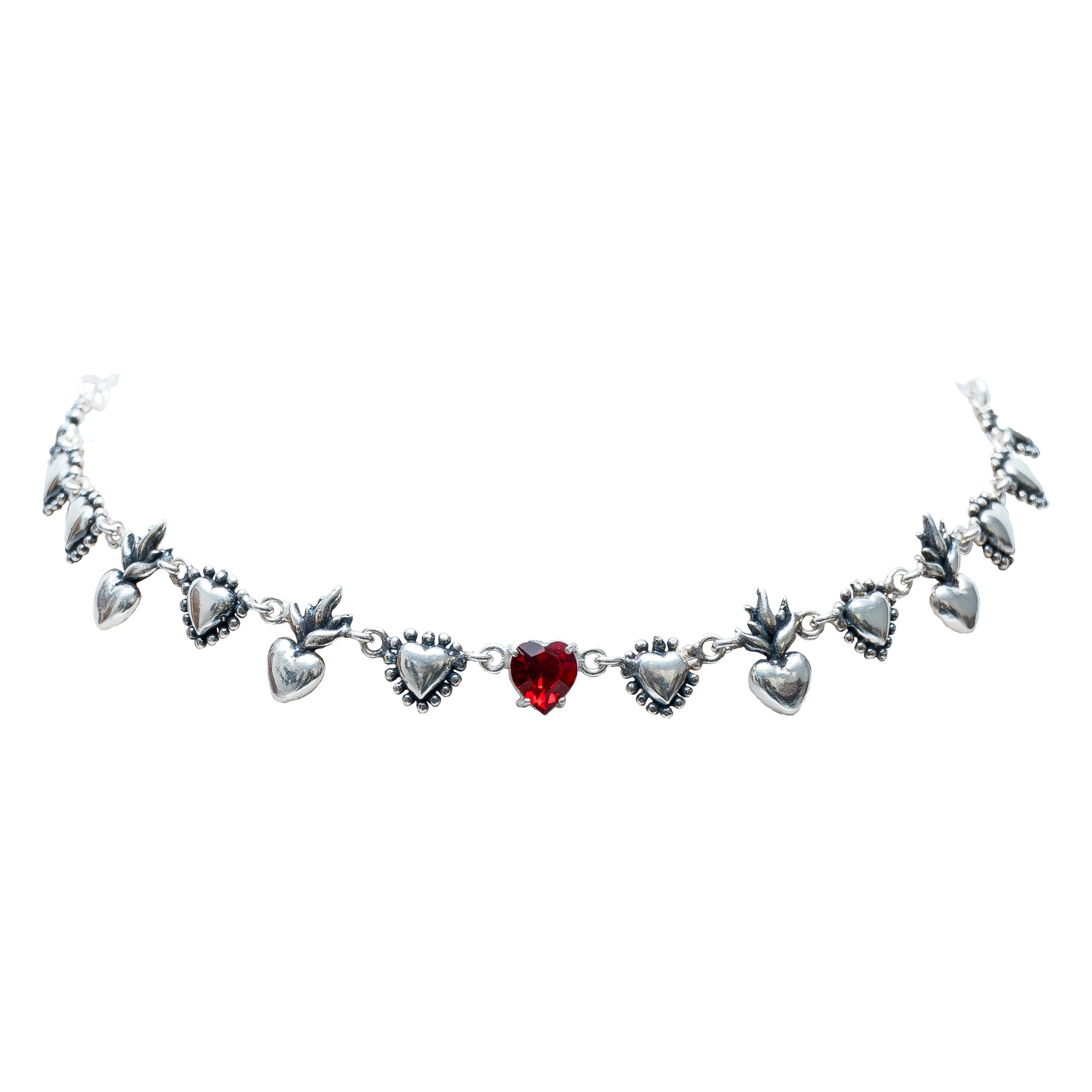 Gargantilla Grana Corazón, joya de plata .925, con cristal Swarovski – Gabriela Sánchez