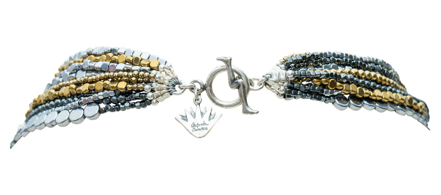 Collar Destilado de Plata, joya de plata .925, con hematita y pirita – Gabriela Sánchez (vista 6)