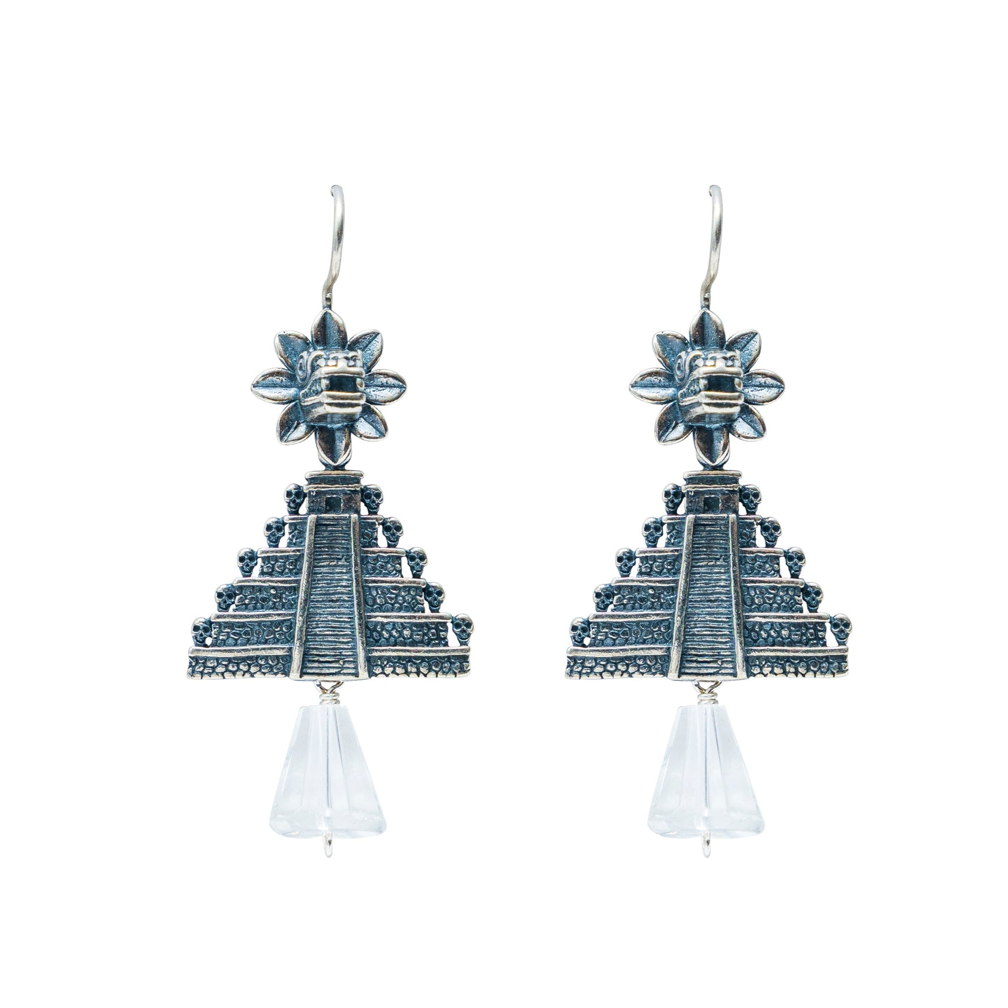 Aretes Pirámide de Cristal, joya de plata .925, con cuarzo – Gabriela Sánchez (vista 2)