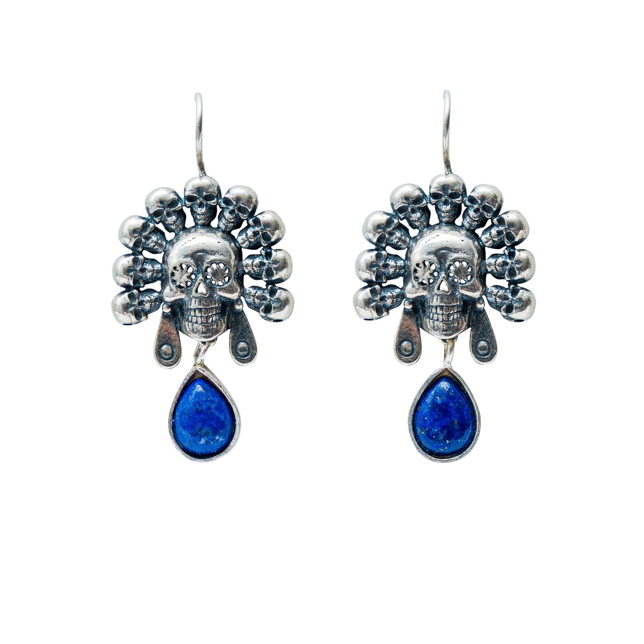 Aretes Calacas Celestiales, joya de plata .925, con lapislázuli – Gabriela Sánchez