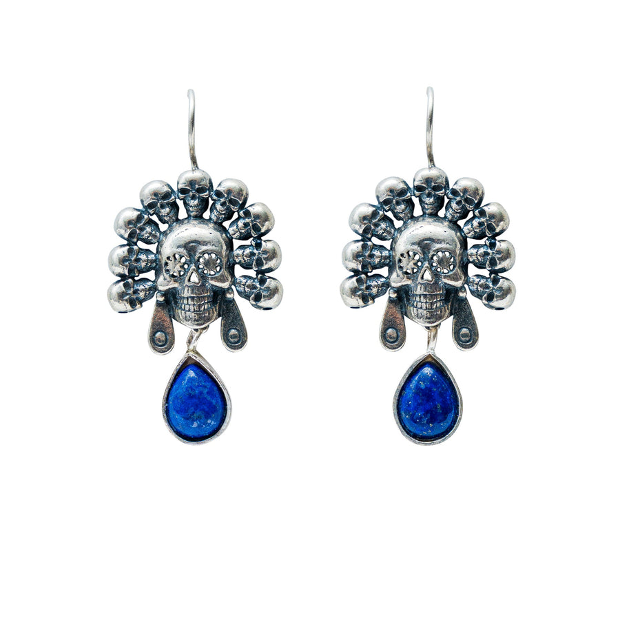 Aretes Calacas Celestiales, joya de plata .925, con lapislázuli – Gabriela Sánchez