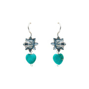 Aretes Corazón de Quetzalcóatl, joya de plata .925, con turquesa – Gabriela Sánchez
