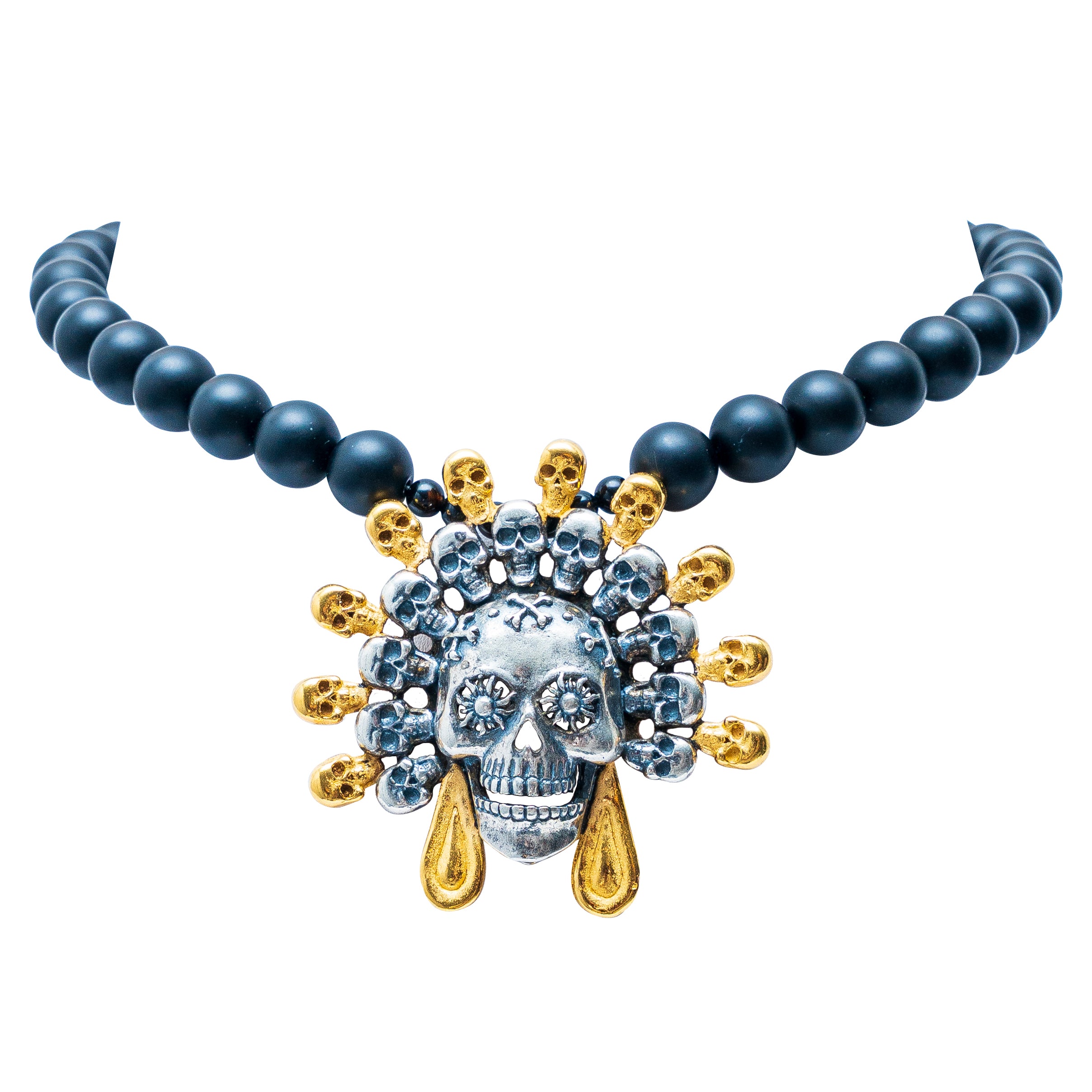 Collar Cenizas y Huesos, joya de plata .925, con obsidiana – Gabriela Sánchez