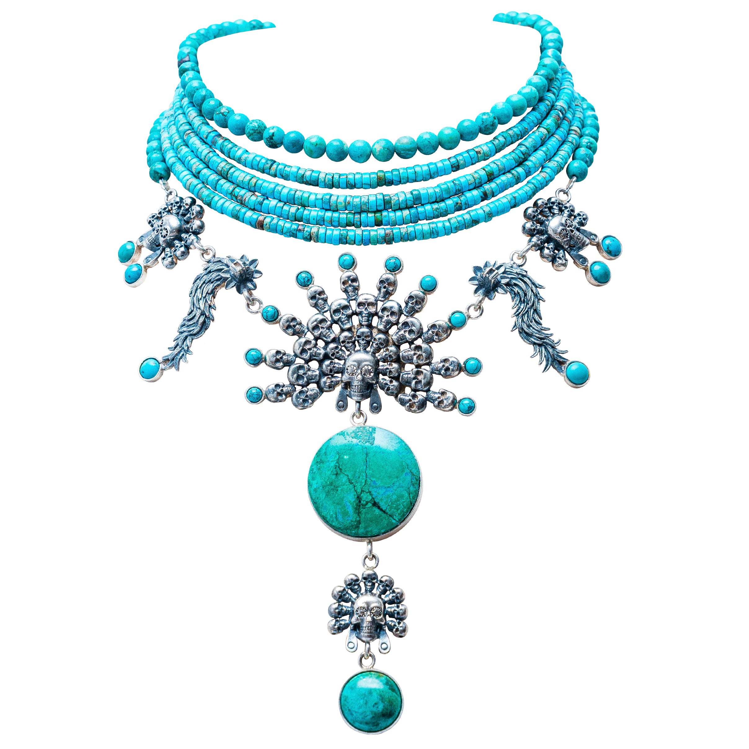 Collar Turquesa Ritual, joya de plata .925, con crisocola – Gabriela Sánchez