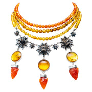 Collar Punta de Flecha, joya de plata .925, con cornalina y ámbar – Gabriela Sánchez