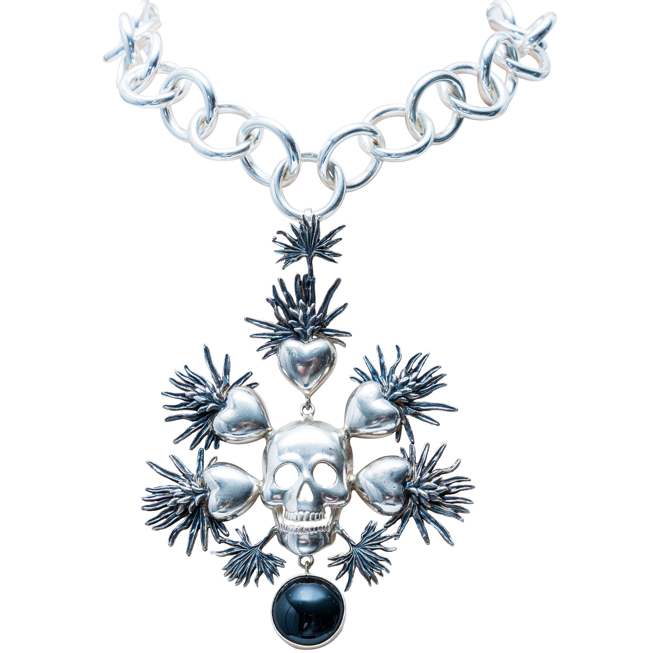 Collar Copal y Cacao, joya de plata .925, con ónix – Gabriela Sánchez (vista 2)