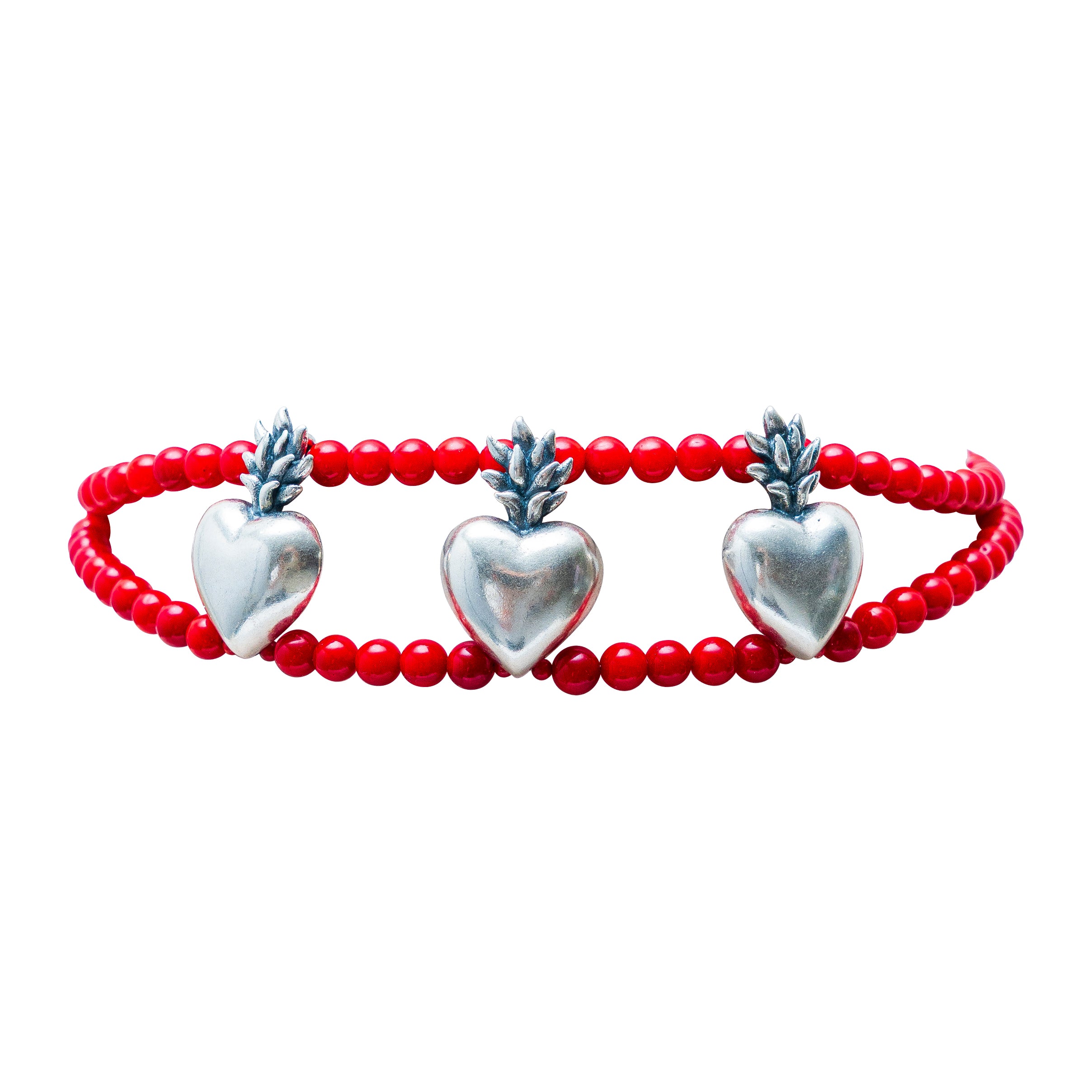 Choker Tierra de Fuego, joya de plata .925, con coral – Gabriela Sánchez