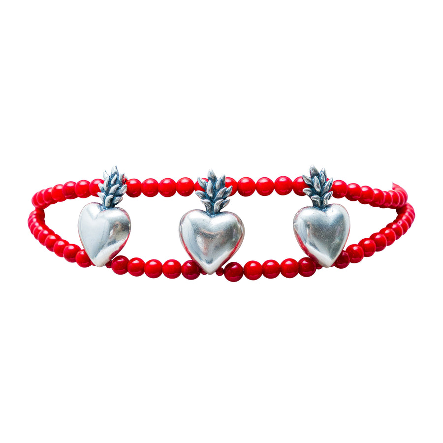 Choker Tierra de Fuego, joya de plata .925, con coral – Gabriela Sánchez