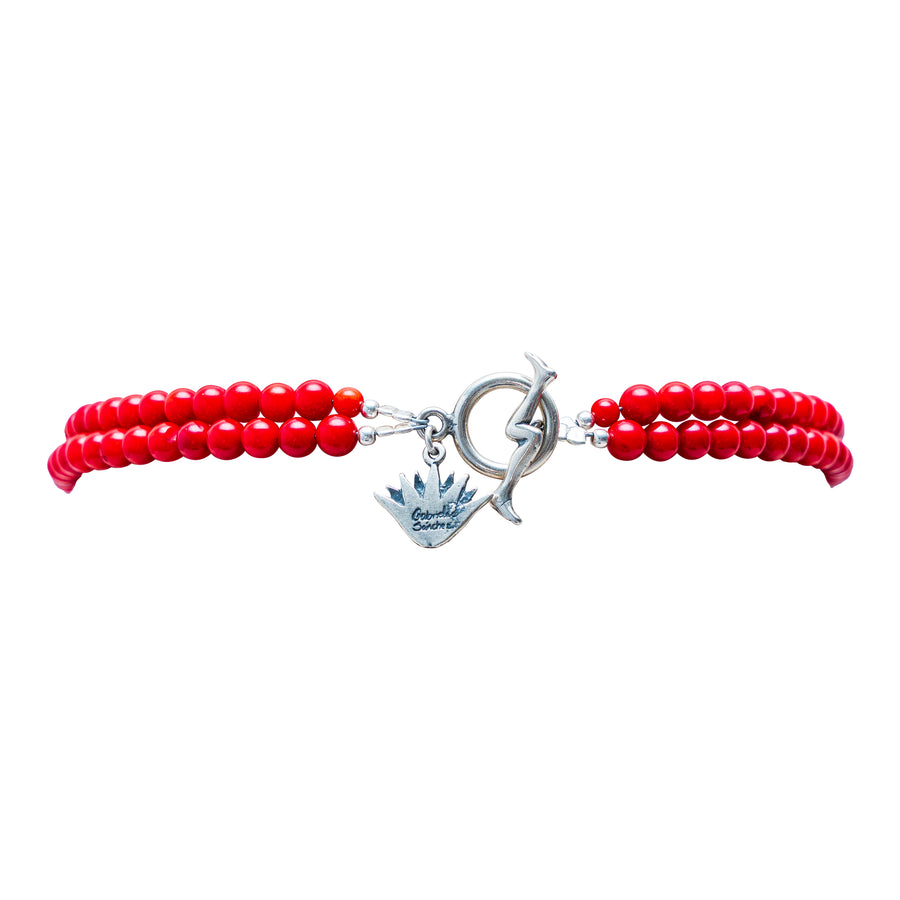 Choker Tierra de Fuego, joya de plata .925, con coral – Gabriela Sánchez (vista 3)