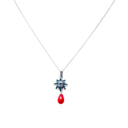 Dije Quetzalcóatl Rojo, joya de plata .925, con coral – Gabriela Sánchez (vista 2)