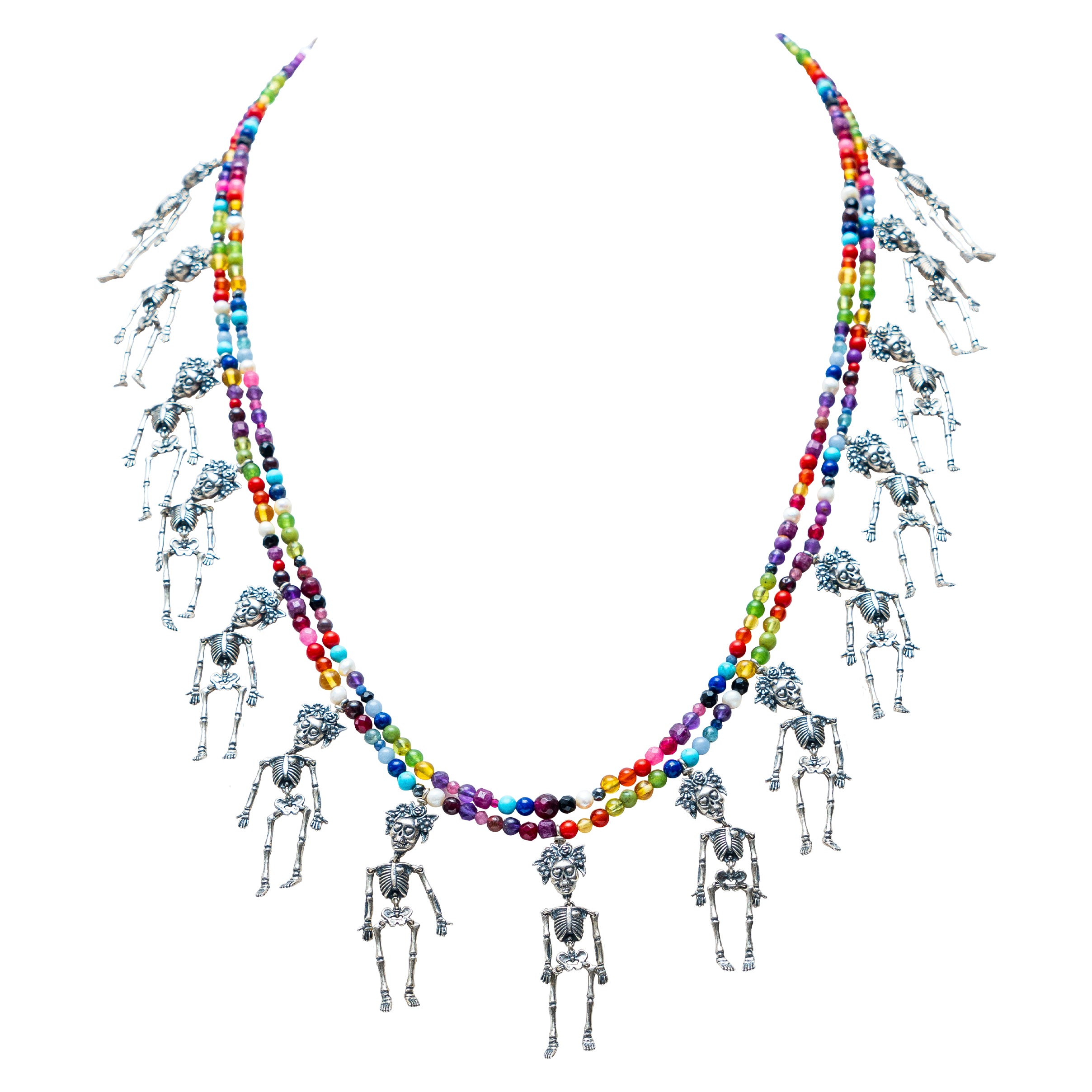Collar Baile de los Esqueletos, joya de plata .925, con lapislázuli – Gabriela Sánchez