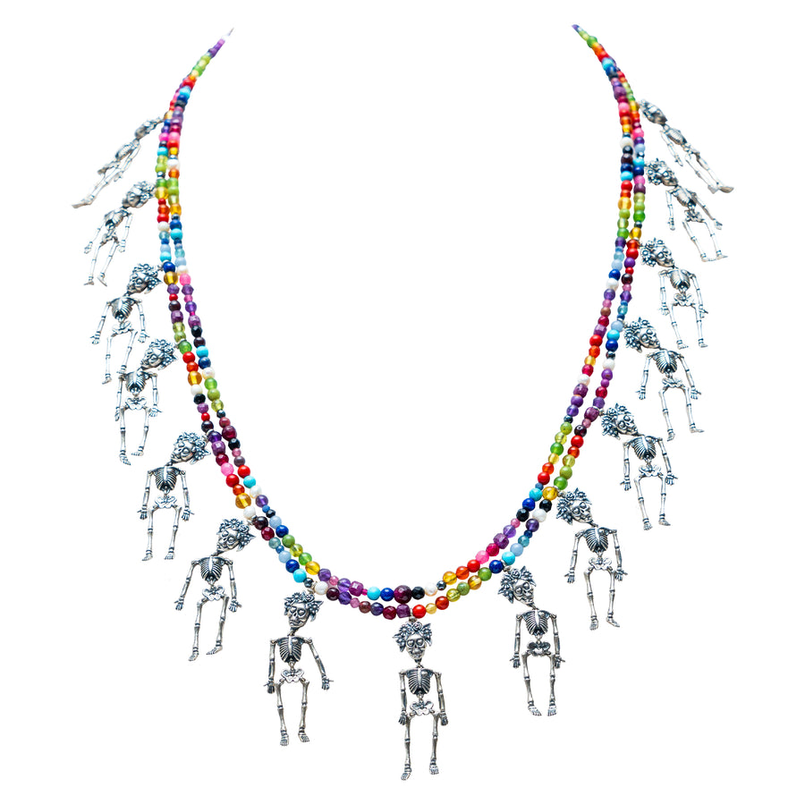 Collar Baile de los Esqueletos, joya de plata .925, con lapislázuli – Gabriela Sánchez