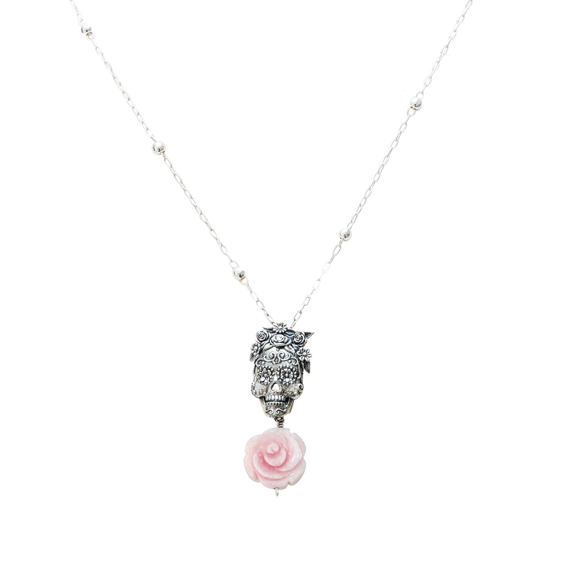 Dije Catrina Aroma de Flores, joya de plata .925, con concha – Gabriela Sánchez (vista 2)