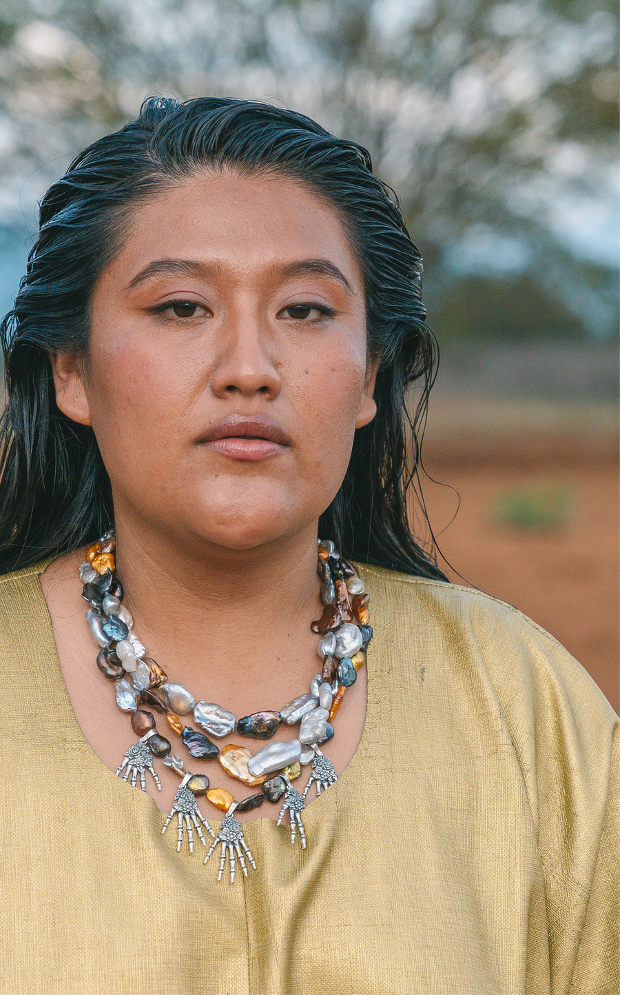 Collar Manos de Oro, joya de plata .925, con perla – Gabriela Sánchez (vista 4)