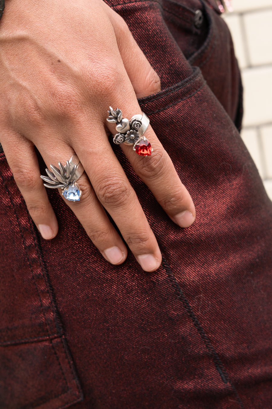 Anillo Agave Celeste, joya de plata .925, con cristal Swarovski – Gabriela Sánchez (vista 4)