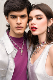 Collar Bombón Rosita, joya de plata .925, con fluorita y amatista – Gabriela Sánchez (vista 4)