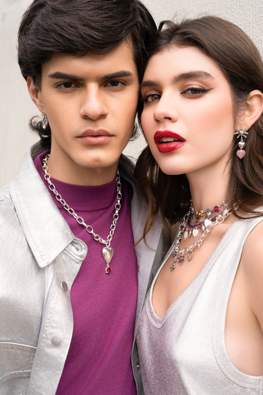Collar Bombón Rosita, joya de plata .925, con fluorita y amatista – Gabriela Sánchez (vista 4)