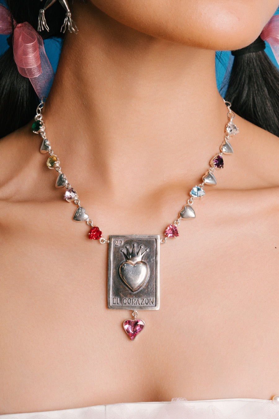 Gargantilla La Reina de Corazones, joya de plata .925, con cristal Swarovski – Gabriela Sánchez (vista 2)